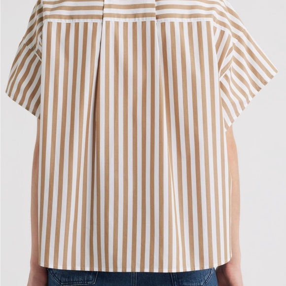 rag & bone Oversized Tan and White Striped Button Down Shirt NWOT - Picture 3 of 11